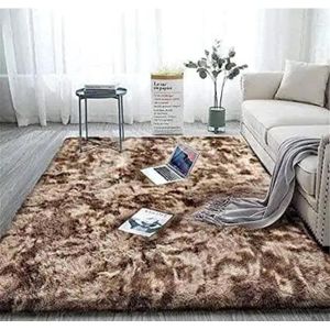 Fluffy Carpets 5*8 Brown Patched