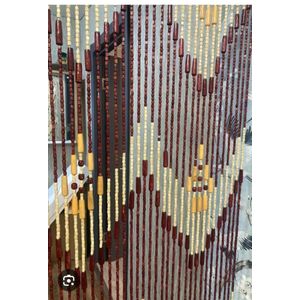  Wooden Beaded Door Curtain Salon Room Divider, Vintage Handmade Hanging Bead String Tassel Screen Panel
