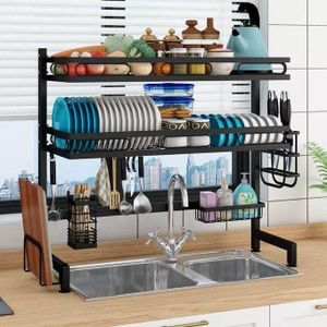 Double Layer Over Sink Dish Drainer Rack – Space Saving Kitchen Organizer