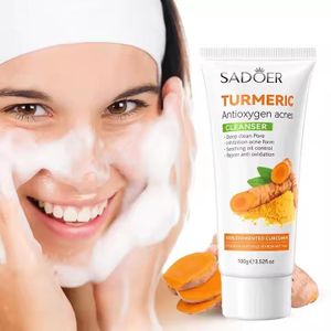 SADOER Nourishing Turmeric Face Wash,Turmeric Facial Cleanser,Foaming Facial Cleanser,Deep cleansing of facial skin,Turmeric Foaming Cleanser for All Skin