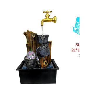  Vintage Bucket LED Tabletop Fountain with floating faucet 