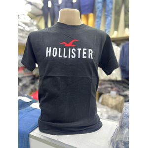 Hollister California Men’s Graphic T-Shirt Seagull Logo Crew Neck Cotton Tee Slim Fit - Black