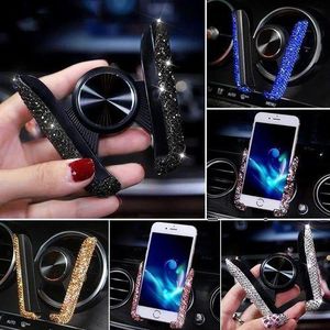 Diamond Crystal Car Phone Holder – Air Vent Mount for Mobile Phones