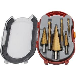6 PCS Step Drill Bit and Saw Drill Set HSS Drill Bits for Sheet Aluminum on Metal Stainless Steel Wood Hole Drilling Expanding Multifunction Sal Grooved Step Drill for Woodworking Industry DIY