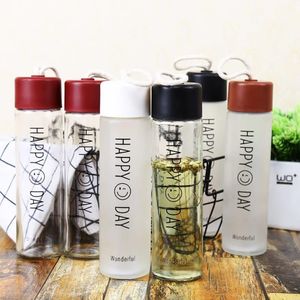 Happy Day Water Bottle – 360ml Glass Drinking Bottle