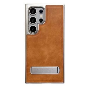 Genuine leather case with a metallic stand for Samsung S22 ultra