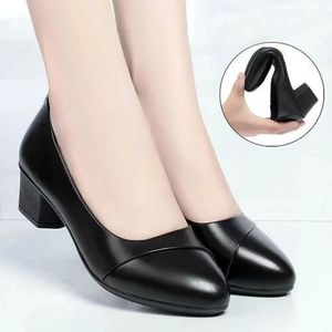 Fashion Women's Fashion Business Work Casual Leather Shoes-Black