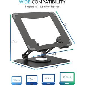 Adjustable Foldable Aluminum Stand Designed for Laptops and Tablets.
