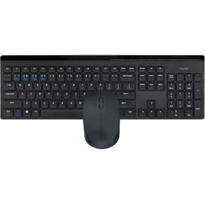 Rapoo 8110M Multi-Mode Wireless Keyboard & Mouse Combo – Bluetooth 3.0/4.0/5.0 & 2.4GHz Connectivity, Multi-Device Switching, Spill-Resistant Keyboard, Multimedia Hotkeys, 1300 DPI Silent Mouse – Black