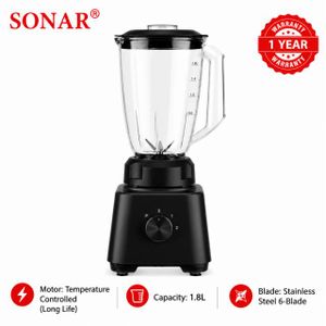 Sonar UX1 1.8L 2 In 1 Countertop Blender Fruit Juicer 6-Leaf Blade with Tri-body Vortex and Grinding Cup Safety Inner-Lock - Black