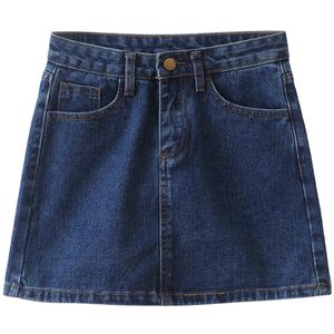 Denim Skirt Women's Zipper High Waist Irregular Korean Short Mini