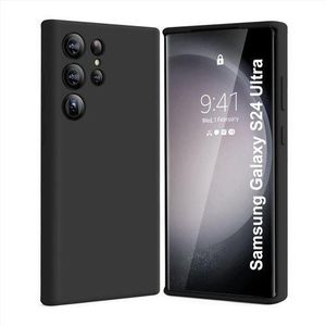 with Samsung Galaxy S24 Ultra Case- Silicone Full Cover Protective Case with Soft Microfiber Lining Support Wireless Charging Samsung S24 Ultra Phone Case (Black)