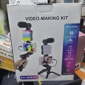 Ay49 RGB Smartphone Content Kit RGB Fill Light Mic Tripod Stand for TikTok YouTube Videos