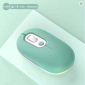 Wireless Bluetooth + 2.4G Dual-mode Rechargeable LED Optical Mouse - Green