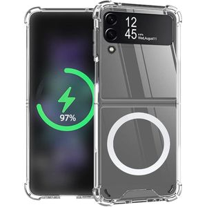 AICase MagSafe-Compatible Clear Case for Samsung Galaxy Z Flip 3 – Anti-Yellowing, Shockproof, Slim Transparent Protective Cover with Magnetic Ring