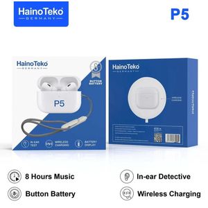 Haino Teko Airpods/ Earbuds P5 Wireless Bluetooth Earpods/ Headsets In Ear Bluetooth Earphones Active Noise Cancellation Original Quality Compatible For IOS And Android, With FREE MAGSAFE CASE COVER AND OUTDOOR HOLDING CHARM/ PENDANT/ CHAIN