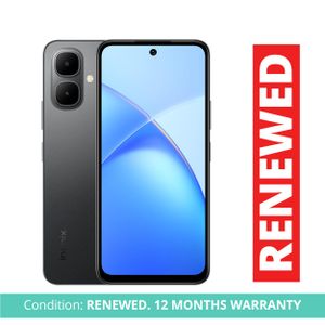 Infinix Smart 10 phone(4GBRAM 128GB ROM) Black– 6.6" HD+ Display, 5000mAh Battery, 13MP AI Dual Camera, Dual SIM – 1 Year Warranty, Badili Refurbished.