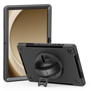 Samsung Pisen Rugged Tablet Case – Protective Back Cover with Adjustable Hand Strap, 360° Rotating Stand, and Built-In Stylus Holder 