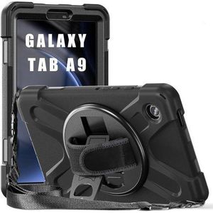 Org  Cover for Samsung Galaxy Tab A9 Plus 11 inch Case Cover, Rugged 3 Layer Armor case Cover for Samsung Galaxy Tab A9+ 11 inch Hand Grip and Rotating Kickstand, Black