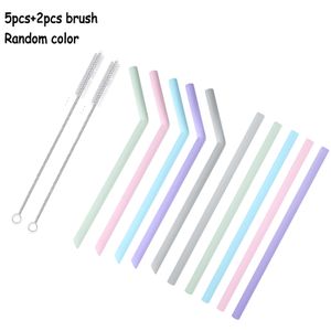 5Pcs/set Random Color Silicone Straw Tips Cover, 8mm Reusable