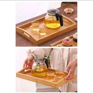 3 in 1 Bamboo Serving Tray Set Wooden Food Tray Eco-Friendly Durable Kitchen Organizer for Home Dining Breakfast and Snack Serving