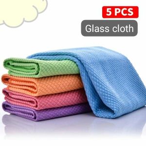 5pcs Fish Scale Microfiber glass Cleaning Cloth, Glass Nanoscale Cleaning Cloth 30*30CM* 