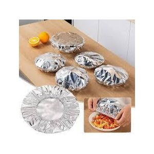 Reusable Aluminum Foil Food Covers (Set of 10) – Elastic Insulated Bowl Covers for Leftovers, Dust-Proof and Heat Preservation