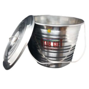 20L Steel Bucket with Lid  Heavy Duty Metal Pail  Large Capacity for Storage & Cleaning