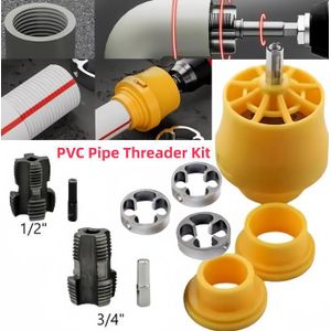 Electric Drill Compatible PVC Pipe Threader Kit,Lnternal Thread Cutter, PVC Thread Cutting Tool, PVC Plastic Pipe Power Tool