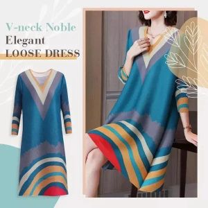 V-neck noble and elegant loose dress