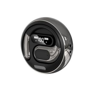 Open Ear Wireless Sports Earphones with Earhooks Stereo Hanging Ear Headphones for Running Cycling - Black