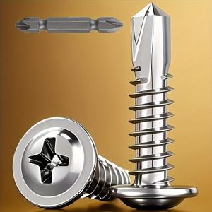 91Pcs 410 Stainless Steel Self-Tapping Screws Set - 3 Sizes(2.5/3.2/3.8cm) with Free Screwdriver for DIY Woodworking & Home Repairs