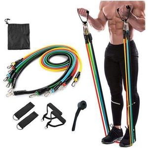 Hot Selling Unisex 11 Pcs / Set Pull Latex Rope Fitness Exercise Resistance Band Latex Tube Pedal Exerciser, Home Body Training Exercise Elastic Yoga Band For Improving Mobility