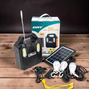 DAT AT-9028B Home Solar Lighting System Kit FM Radio MP3 Player Solar Charging LED Bulb Lighting