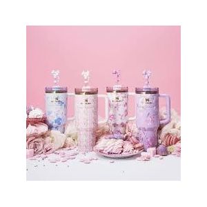 Stanley Loveshack Style Vacuum Insulated Tumbler Mug 1.18L Large Capacity Travel Cup with Straw Lid and Straw Topper Gift Box Pack Stainless Steel Hot Cold Drink Bottle for Car Office Outdoor Use