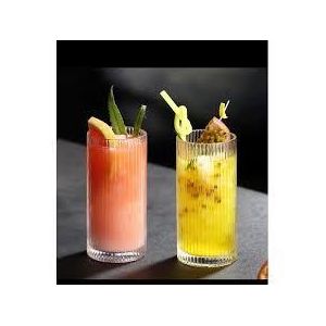 Unique Ribbed Aesthetic Highball Glass – Origami-Style Ripple Glassware – Modern Architectural Water & Cocktail Tumbler – Elegant Scandi-Style Ribbed Drinking Glass