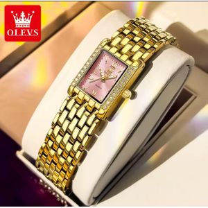 OLEVS 3700 Luxury Elegant Ladies Wristwatch Featuring Sparkling Iced Stainless Steel Strap Durable Battery Powered Quartz Movement Reliable Water Resistant Build and Sophisticated Design