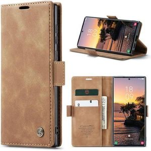 Caseme For Samsung Galaxy S22 Ultra 5G Suede PU Leather Wallet Case Flip Folio Stand View Shock-proof Book Matte PU Cover With Card/Cash Slots Kickstand Magnetic Closure