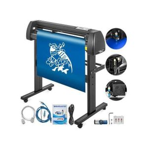 Black Professional 2 Feet Vinyl Cutter Plotter with Stand  LCD Display  800mm/s Speed  USB & Serial