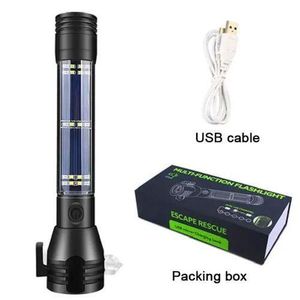 Multifunctional Solar Flashlight USB Rechargeable Emergency Escape Safety Hammer Outdoor Warning Light Flashlight