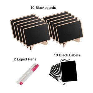 Set of 10 Food Label Black Bamboo Board