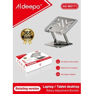Aldeepo  AD-MS171 Laptop & Tablet Stand – 360° Rotatable Adjustable Metal Desktop Holder