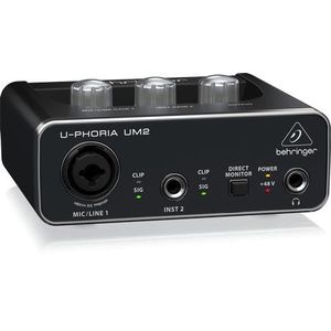 Behringer UM2 Audiophile 2x2 USB Audio Interface with XENYX Mic Preamplifier (1pc, Black)