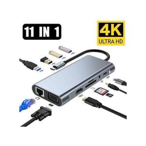 Universal USB Type-C To HDTV 11-in-1 Multiport Adapter – Ultimate All-in-One Connectivity Solution USB TYPE-C To HDTV 11 In 1 USB HUB TYPE C ADAPTER 11 PORT