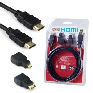 3 in 1 HD 1.5M HDMI to HDMI Cable + Micro HDMI Adaptor + Mini HDMI adapter