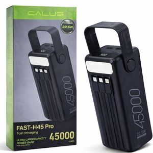 CALUS  FAST -H45,DUAL INPUT AND OUTPUT, SUPERFAST CHARGING 22.5W , 45000mAh. with flash light, inbuilt cables.