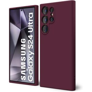 Original Soft Silicone Cover Case for Samsung S24 Ultra – Flexible Shockproof Slim Back Cover - Maroon