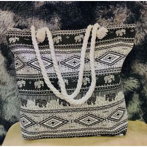 Colourful Abstract Pattern Rope Tote Bag – Large Canvas Beach & Shopping Bag with Rope Handles