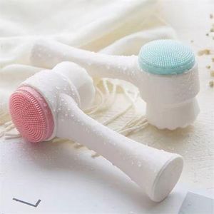 Soft Face Cleansing Brush Double-Sided Facial Cleanser Blackhead Removal Pore Cleaner Exfoliator Silicone Face Scrub Skin Care Massager Scrubber