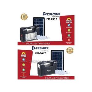 Premier Complete Solar Kit With LED Lights And Phone Multi Charger with 3 bulb - BLACK